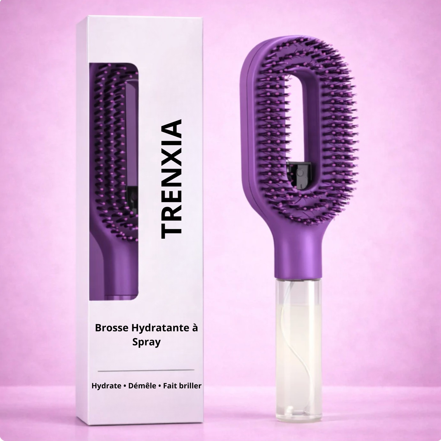 Trenxia™ — Brosse Démêlante Hydratante à Spray
