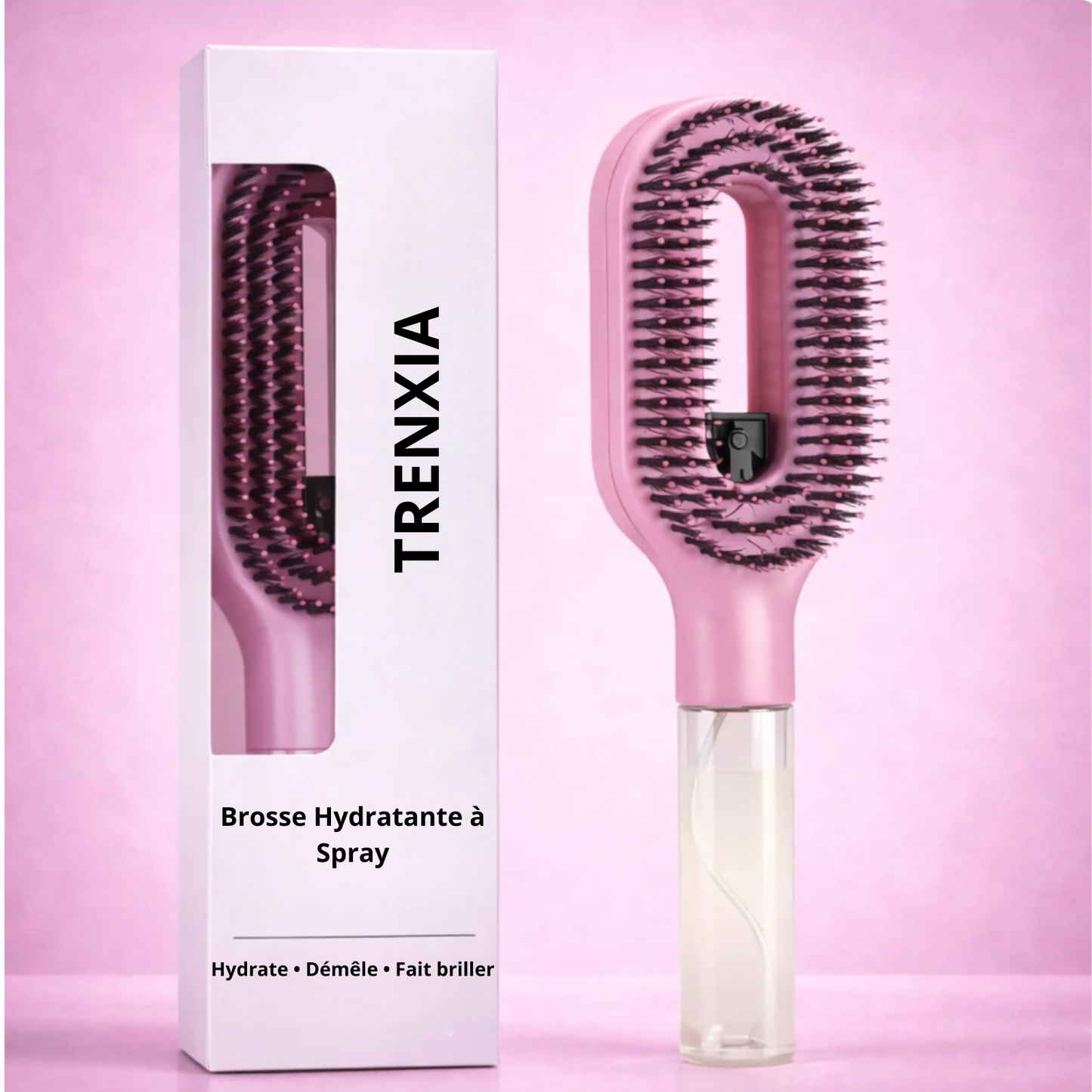 Trenxia™ — Brosse Démêlante Hydratante à Spray