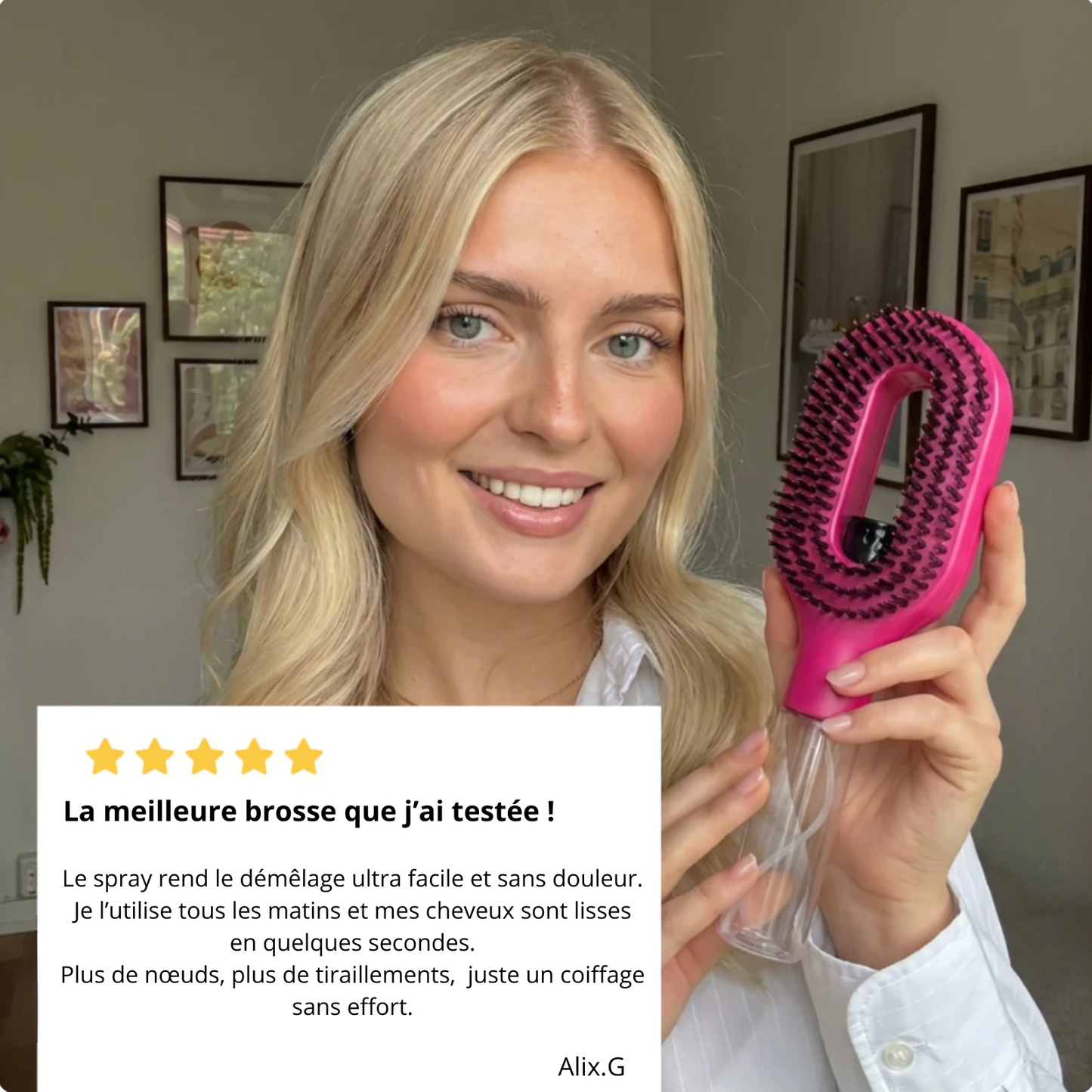 Trenxia™ — Brosse Démêlante Hydratante à Spray