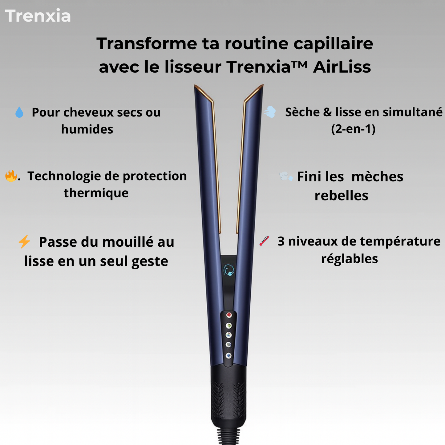 Trenxia™ AirLiss — Lisseur 2 en 1 Séchant & Lissant